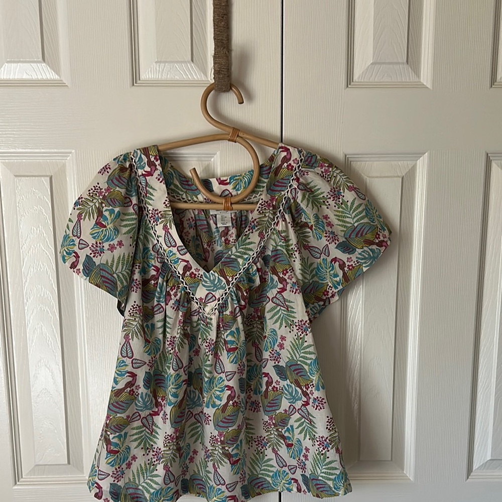 Haute Hippie Green and Blue Blouse with Floral Print